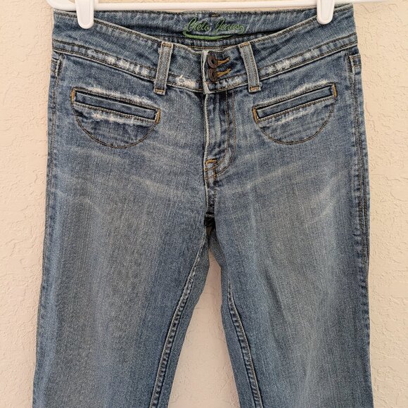Vintage Cielo Jeans Y2K 2000s Low Rise Small Pocket Distress Flare Jeans Size 5 - Picture 1 of 9